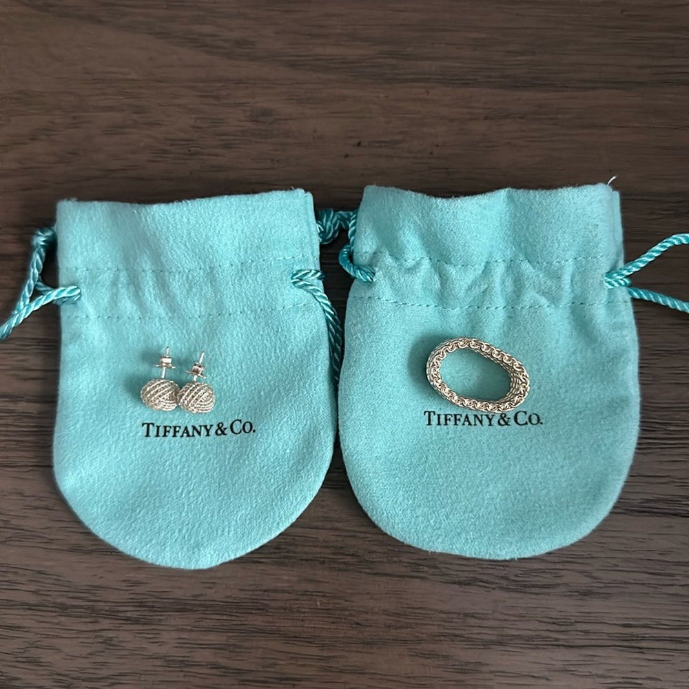 Tiffany & Co Somerset Mesh Ring and earrings